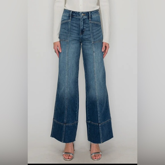 Artemis Vintage Tummy Control Palazzo Jeans Center Seam Wide Leg Dark Wash NWT - Picture 2 of 10